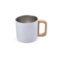 Caneca térmica com alça em madeira Personalizado