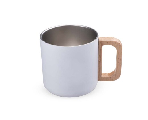 Caneca térmica com alça em madeira Personalizado