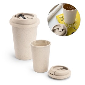 Copo de viagem em fibra de bambu e PP com tampa flip top (380 mL) para brinde