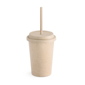 Copo de viagem de 450ml em fibra de bambu e PP com tampa e canudo corporativo