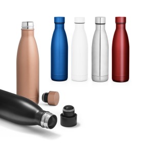 Garrafa térmica em aço inox de parede dupla isolada a vácuo (500 mL) com logotipo