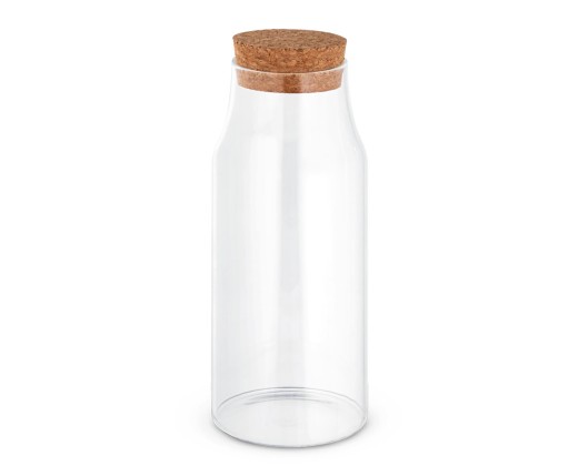 Garrafa em vidro borosilicato com tampa de cortiça 800 mL promocional