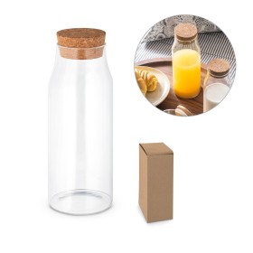 Garrafa em vidro borosilicato com tampa em cortiça 1 L personalizado