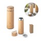 Garrafa térmica em aço inox e bambu, de parede dupla isolada a vácuo (440 mL) brinde