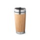 Copo de viagem térmico em aço inox e bambu, de parede dupla isolada a ar (500 mL) com logotipo