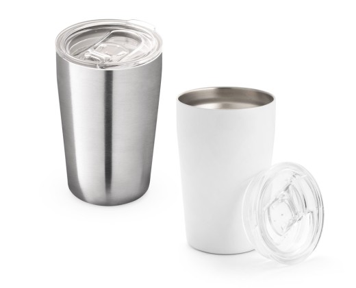 Copo de viagem térmico para sublimação em aço inox, de parede dupla isolada a vácuo (380 mL) brinde