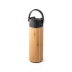 Garrafa térmica em aço inox e bambu, de parede dupla isolada a vácuo (440 mL) promocional
