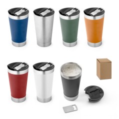 Copo de viagem em aço inox térmico, com parede dupla isolada a vácuo (630 mL) brinde