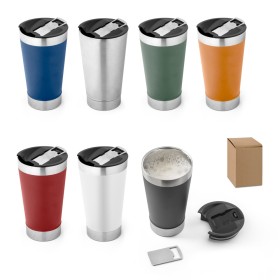 Copo de viagem em aço inox térmico, com parede dupla isolada a vácuo (630 mL) brinde