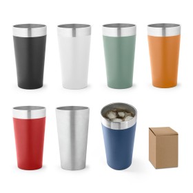Copo de viagem em aço inox térmico, com parede dupla isolada a vácuo (540 mL) personalizado