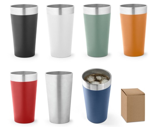Copo de viagem em aço inox térmico, com parede dupla isolada a vácuo (540 mL) personalizado