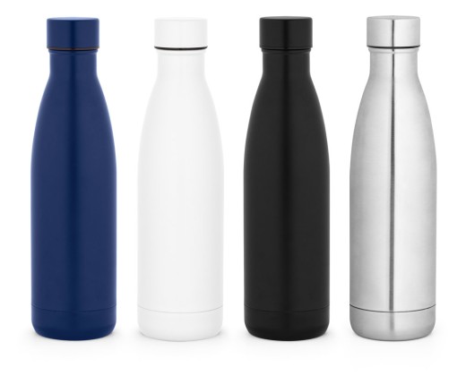 Garrafa térmica em aço inox 90% reciclado de parede dupla isolada a vácuo, com acabamento mate (810 mL) com logotipo