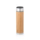 Garrafa térmica em aço inox e bambu, de parede dupla isolada a vácuo, com termómetro digital (430 mL) personalizado