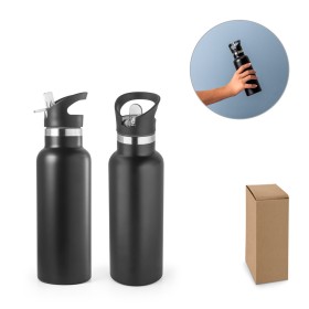 Garrafa térmica em aço inox de parede dupla isolada a vácuo (570 mL) com logotipo