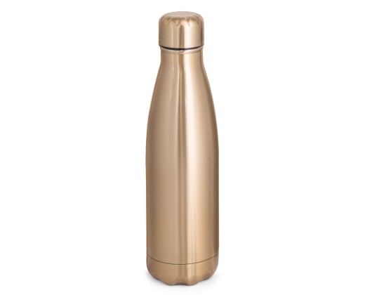 Garrafa térmica em aço inox de parede dupla isolada a vácuo, com acabamento metalizado (510 mL) promocional