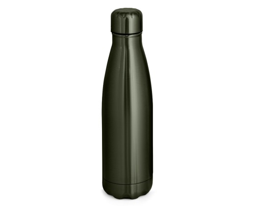 Garrafa térmica em aço inox de parede dupla isolada a vácuo, com acabamento metalizado (510 mL) promocional