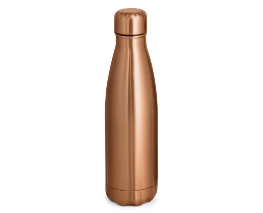 Garrafa térmica em aço inox de parede dupla isolada a vácuo, com acabamento metalizado (510 mL) promocional