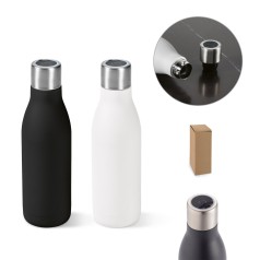 Garrafa térmica em aço inox 90% reciclado de parede dupla com sistema de auto-sanitização UV (500 mL) brinde