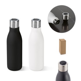 Garrafa térmica em aço inox 90% reciclado de parede dupla com sistema de auto-sanitização UV (500 mL) brinde