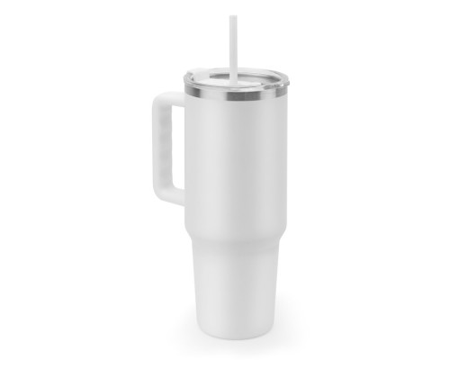 Copo de viagem térmico, de grande dimensão, em aço inoxidável 91% reciclado de parede dupla isolada a vácuo (1300 mL) com logotipo