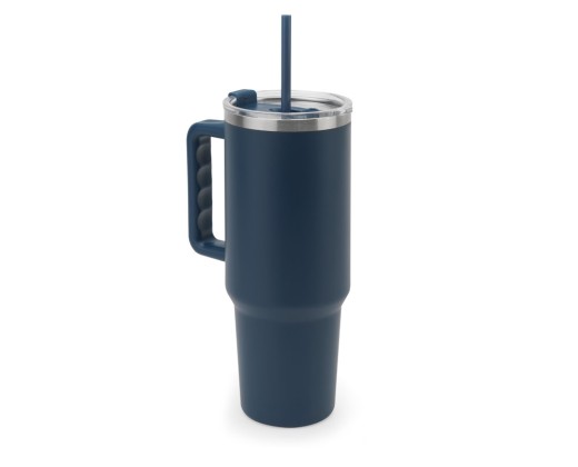 Copo de viagem térmico, de grande dimensão, em aço inoxidável 91% reciclado de parede dupla isolada a vácuo (1300 mL) com logotipo