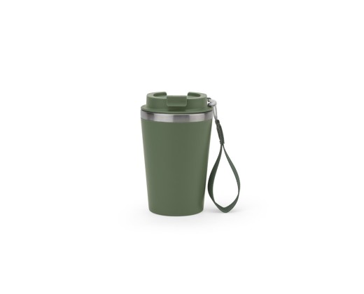 Copo de viagem térmico em aço inox 90% reciclado de parede dupla, com acabamento em mate (440 mL) com logotipo