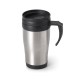 Caneca de viagem térmica de aço inox e PP, de parede dupla isolada a ar (420 mL) brinde