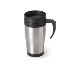 Caneca de viagem térmica de aço inox e PP, de parede dupla isolada a ar (420 mL) brinde