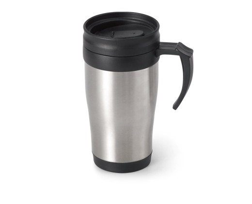 Caneca de viagem térmica de aço inox e PP, de parede dupla isolada a ar (420 mL) brinde