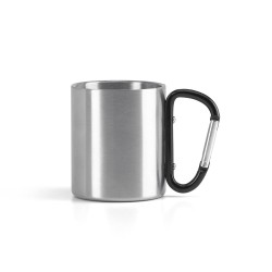 Caneca em aço inox, com pega em forma e função de mosquetão (230 mL) promocional