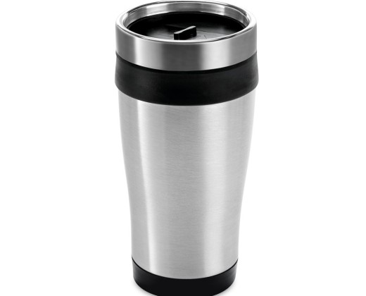 Copo de viagem em aço inox e PP, térmico com parede dupla isolada a ar (420 mL) corporativo