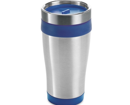 Copo de viagem em aço inox e PP, térmico com parede dupla isolada a ar (420 mL) corporativo