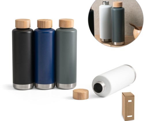 Garrafa térmica em aço inox de parede dupla isolada a vácuo (640 mL) corporativo