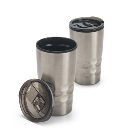 Copo de viagem em aço inox e PP, térmico com parede dupla isolada a ar (510 mL) promocional