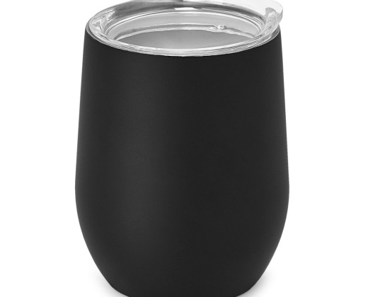 Copo de viagem em aço inox, térmico com parede dupla isolada a vácuo (400 mL) com logotipo