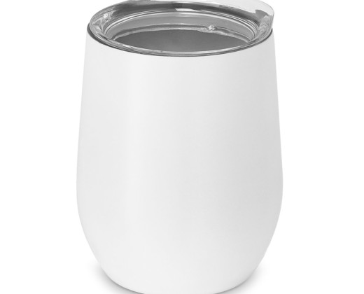 Copo de viagem em aço inox, térmico com parede dupla isolada a vácuo (400 mL) com logotipo