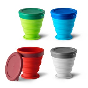 Copo de viagem em silicone com tampa em PP (240 mL) personalizado