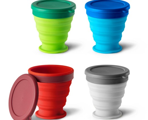 Copo de viagem em silicone com tampa em PP (240 mL) personalizado
