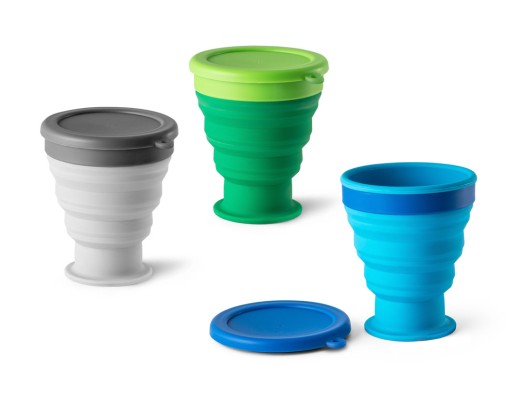 Copo de viagem em silicone com tampa em PP (400 mL) brinde