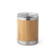 Copo de viagem térmico em aço inox e bambu, de parede dupla isolada a ar e fecho deslizante (350 mL) com logotipo