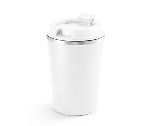 Copo de viagem térmico em aço inox e PP, de parede dupla isolada a vácuo (470 mL) brinde