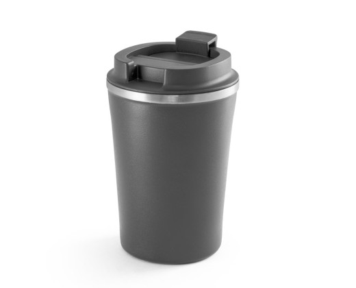 Copo de viagem térmico em aço inox e PP, de parede dupla isolada a vácuo (470 mL) brinde