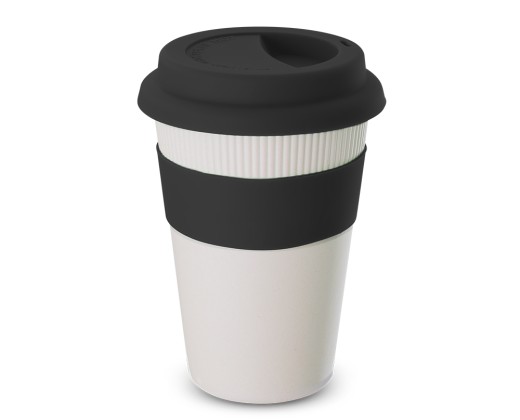 Copo fibra bambu com tampa 450ml com logotipo